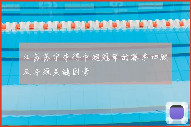 江苏苏宁夺得中超冠军的赛季回顾及夺冠关键因素